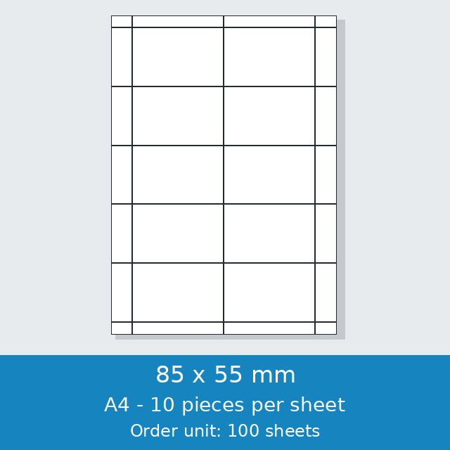 DIY business cards and badge inserts – 85 × 55 mm – 10 per A4 sheet