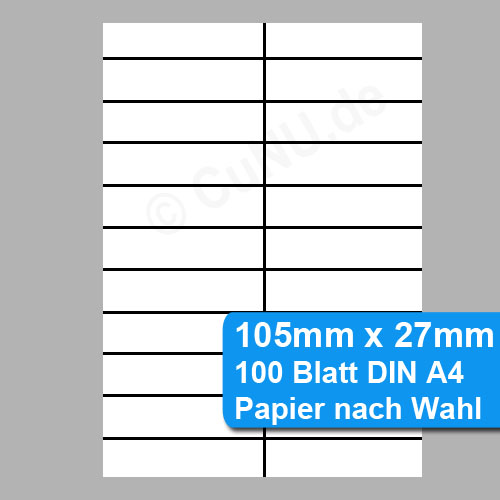 nicht klebende Etiketten 105mm x 27mm