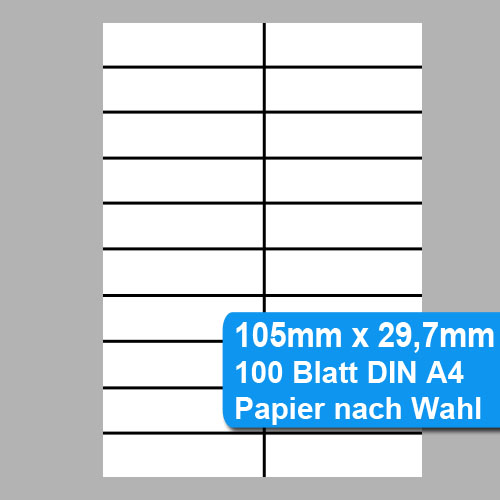 Perforiertes Papier - nicht klebende Etiketten 105mm x 29,7mm